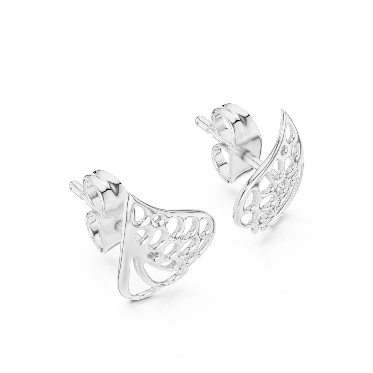Sculptural Openwork Teardrop Stud Earrings with Organic Cutout Design (12#10001@E) 10