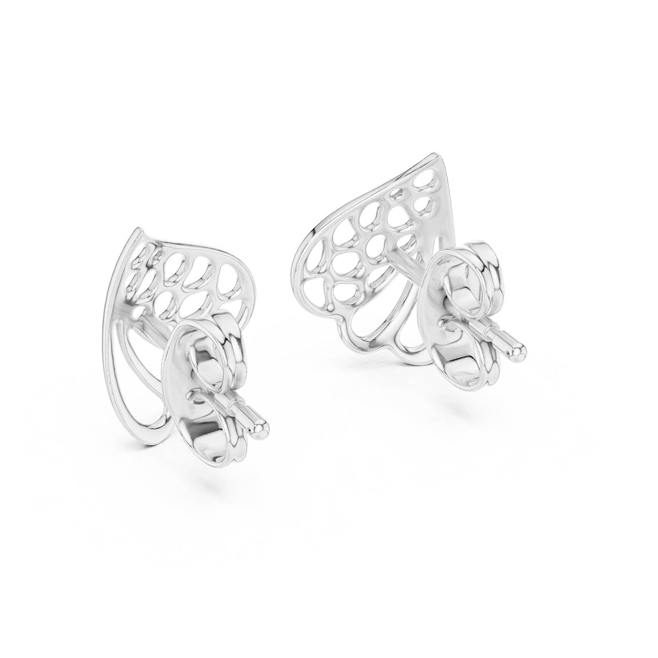 Sculptural Openwork Teardrop Stud Earrings with Organic Cutout Design (12#10001@E) 12