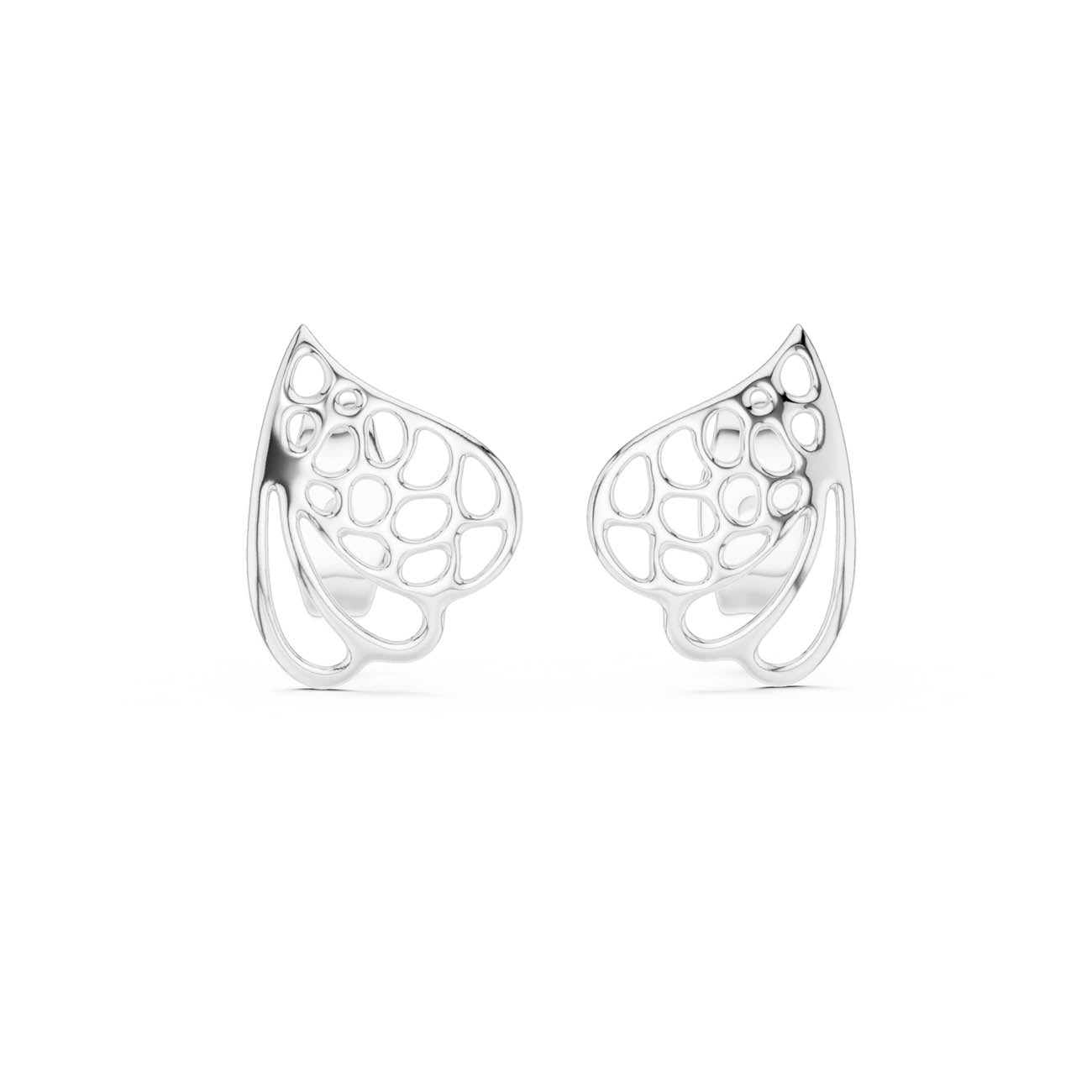 Sculptural Openwork Teardrop Stud Earrings with Organic Cutout Design (12#10001@E) 9