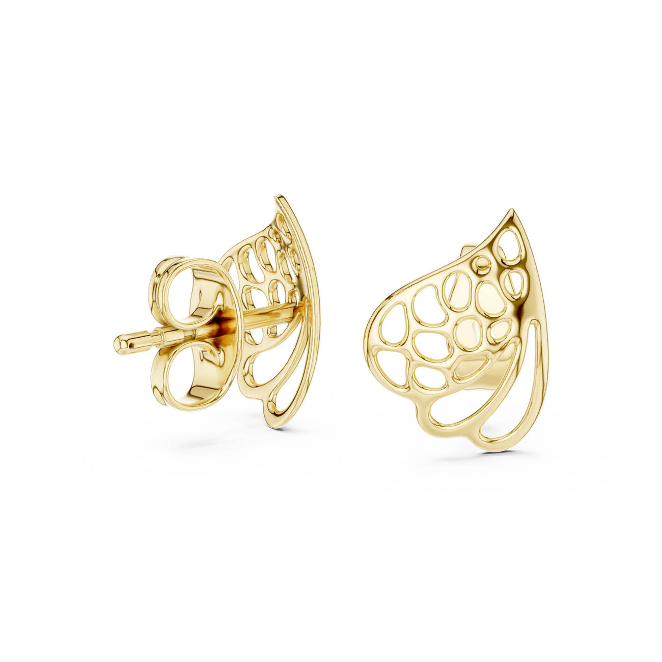 Sculptural Openwork Teardrop Stud Earrings with Organic Cutout Design (12#10001@E) 3