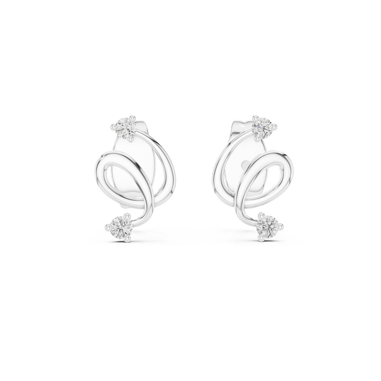 .07 Ct. Diamond Accent Sculptural Loop Earrings (12#10002@E)