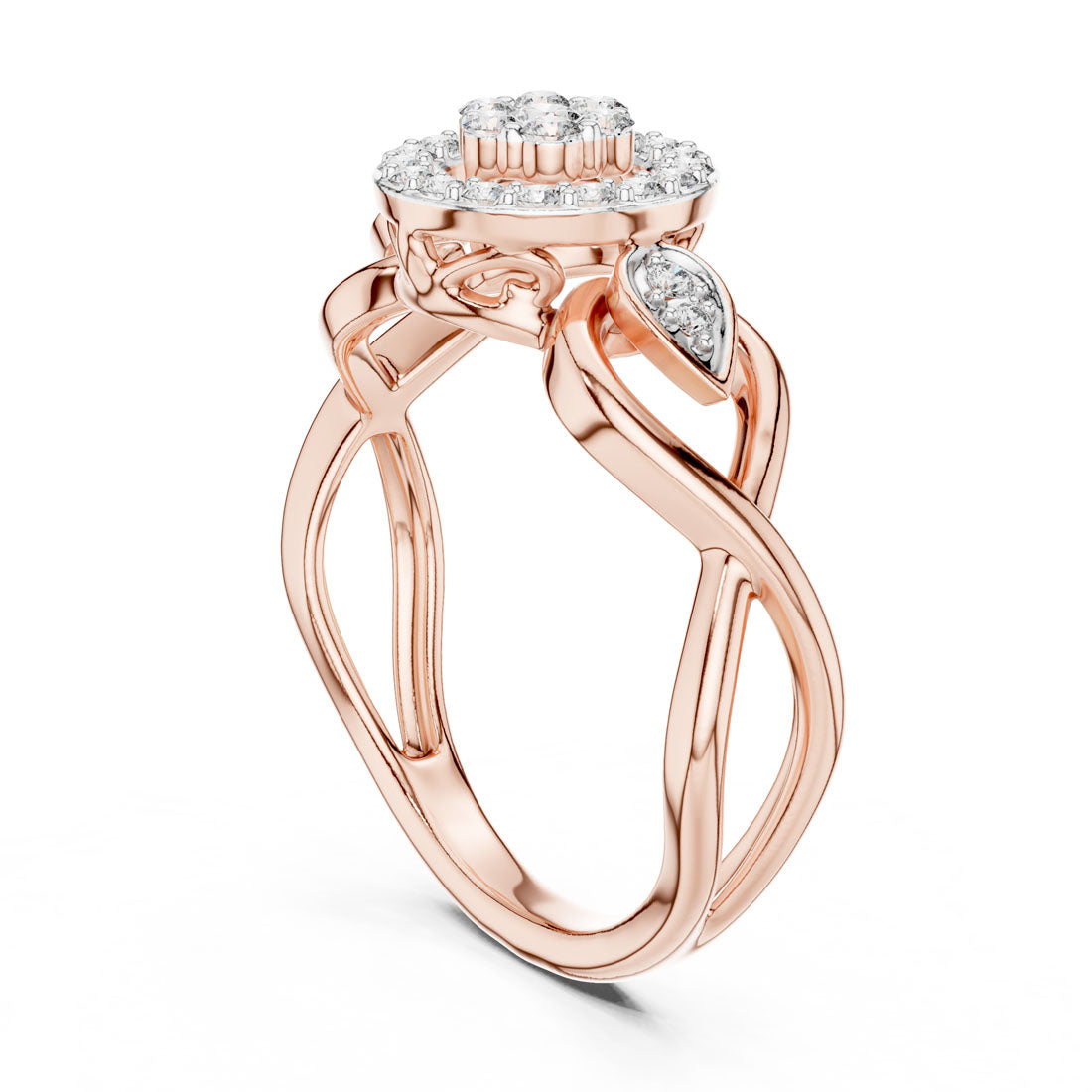 .33 Ct. Diamond Cluster Solitaire twist Ring (12#10002@L) 4