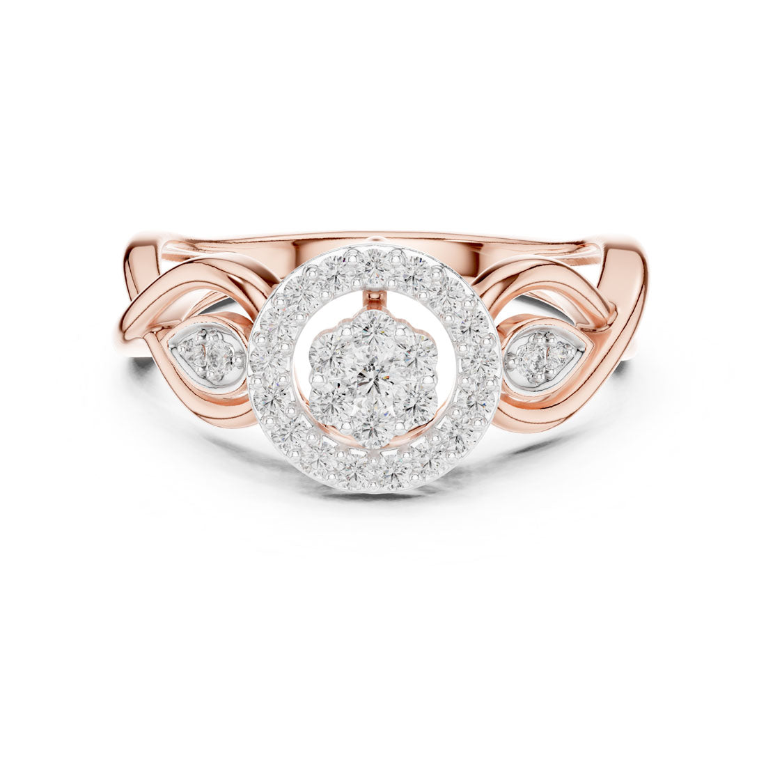 .33 Ct. Diamond Cluster Solitaire twist Ring (12#10002@L)