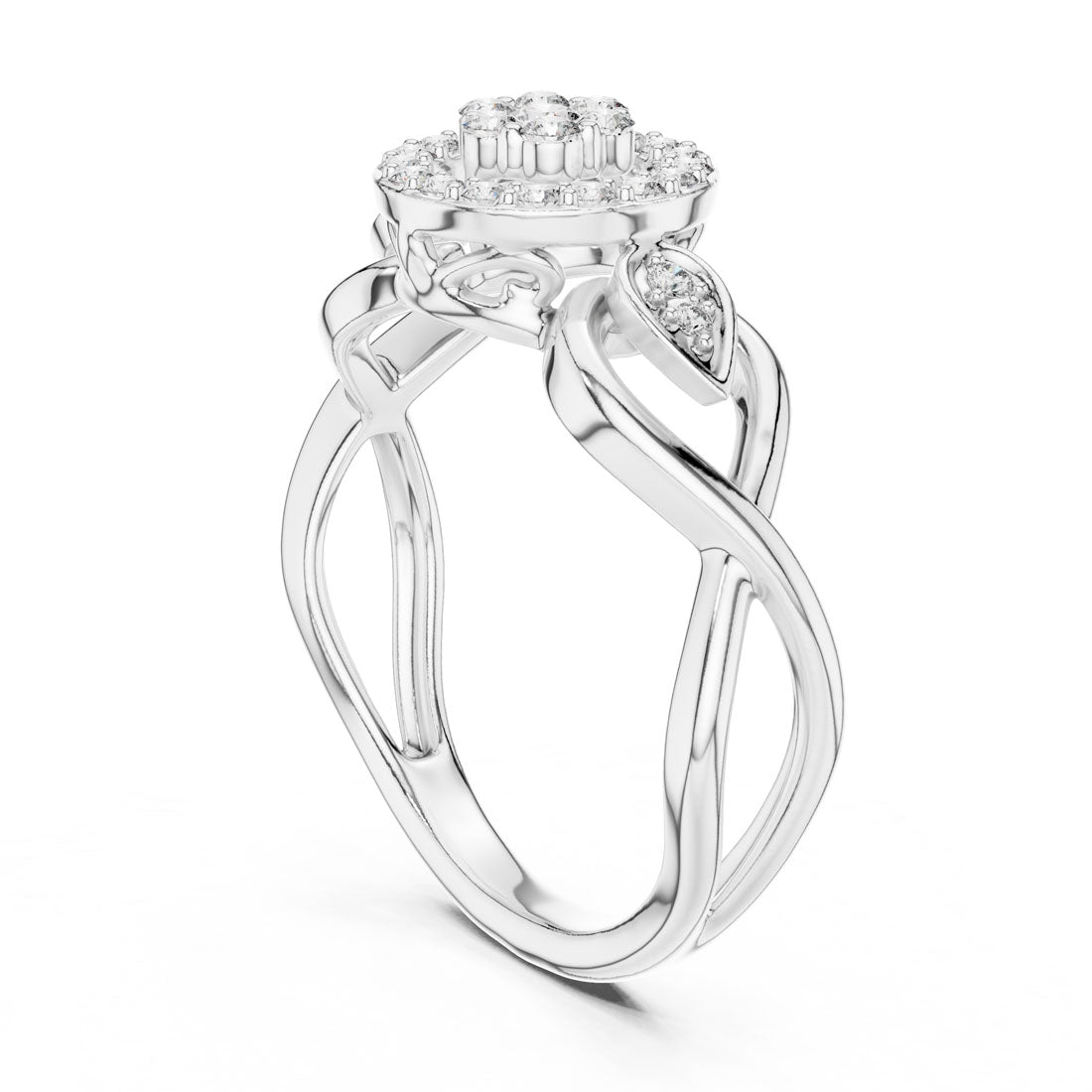 .33 Ct. Diamond Cluster Solitaire twist Ring (12#10002@L) 5