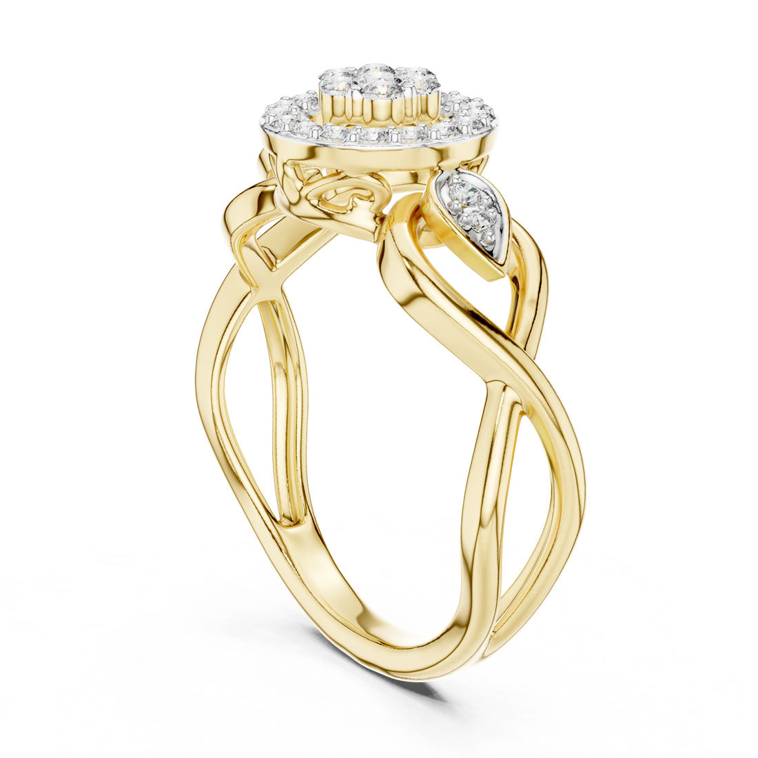 .33 Ct. Diamond Cluster Solitaire twist Ring (12#10002@L) 6