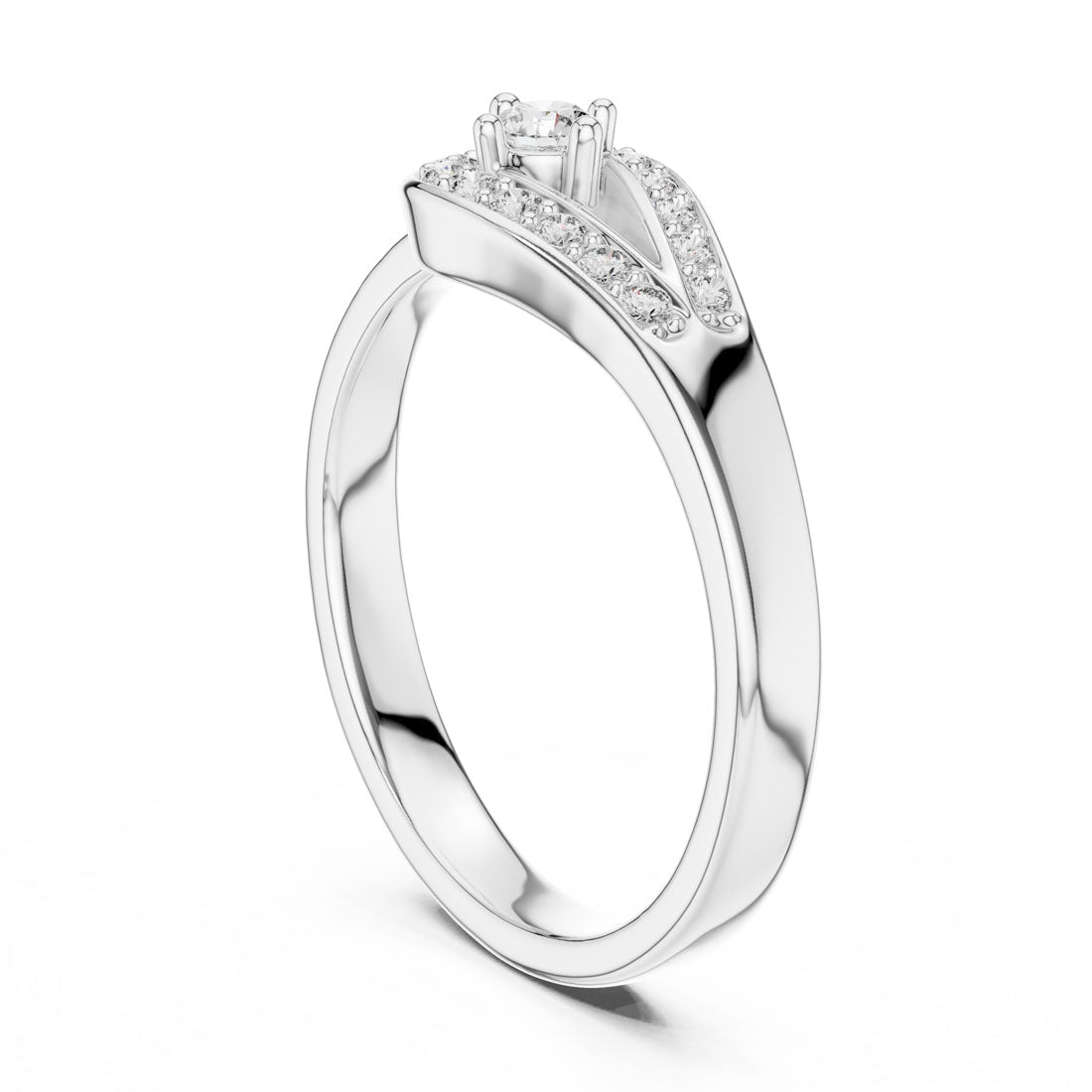 .20 Ct. Diamond Solitaire Snake Ring with Pavé Accents (12#10004@L) 10