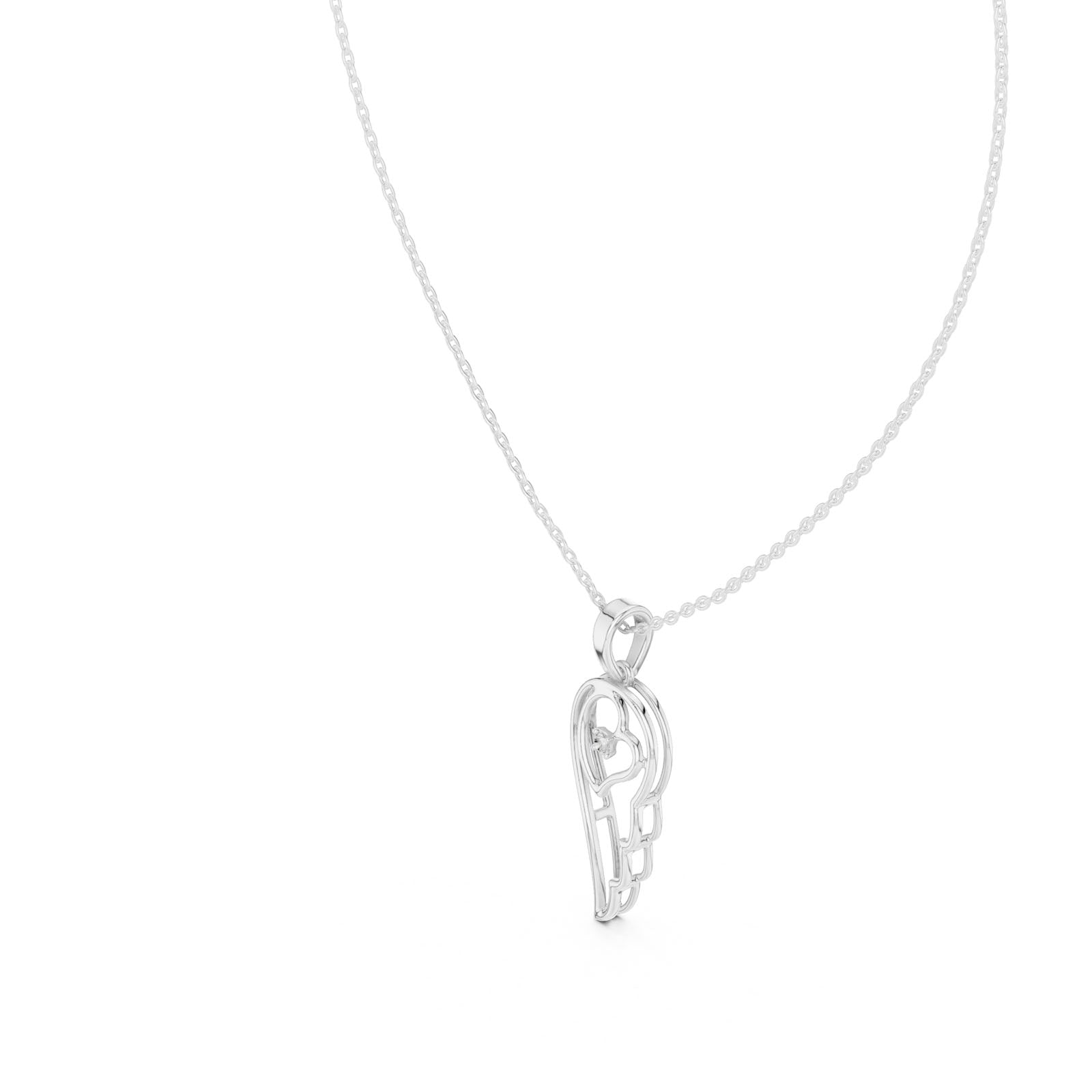 .05 Ct. Angel Wing & Heart Diamond Pendant Necklace (12#10005P) 8