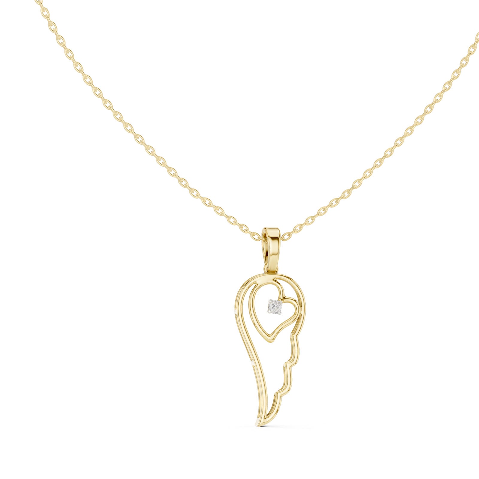 .05 Ct. Angel Wing & Heart Diamond Pendant Necklace (12#10005P) 4