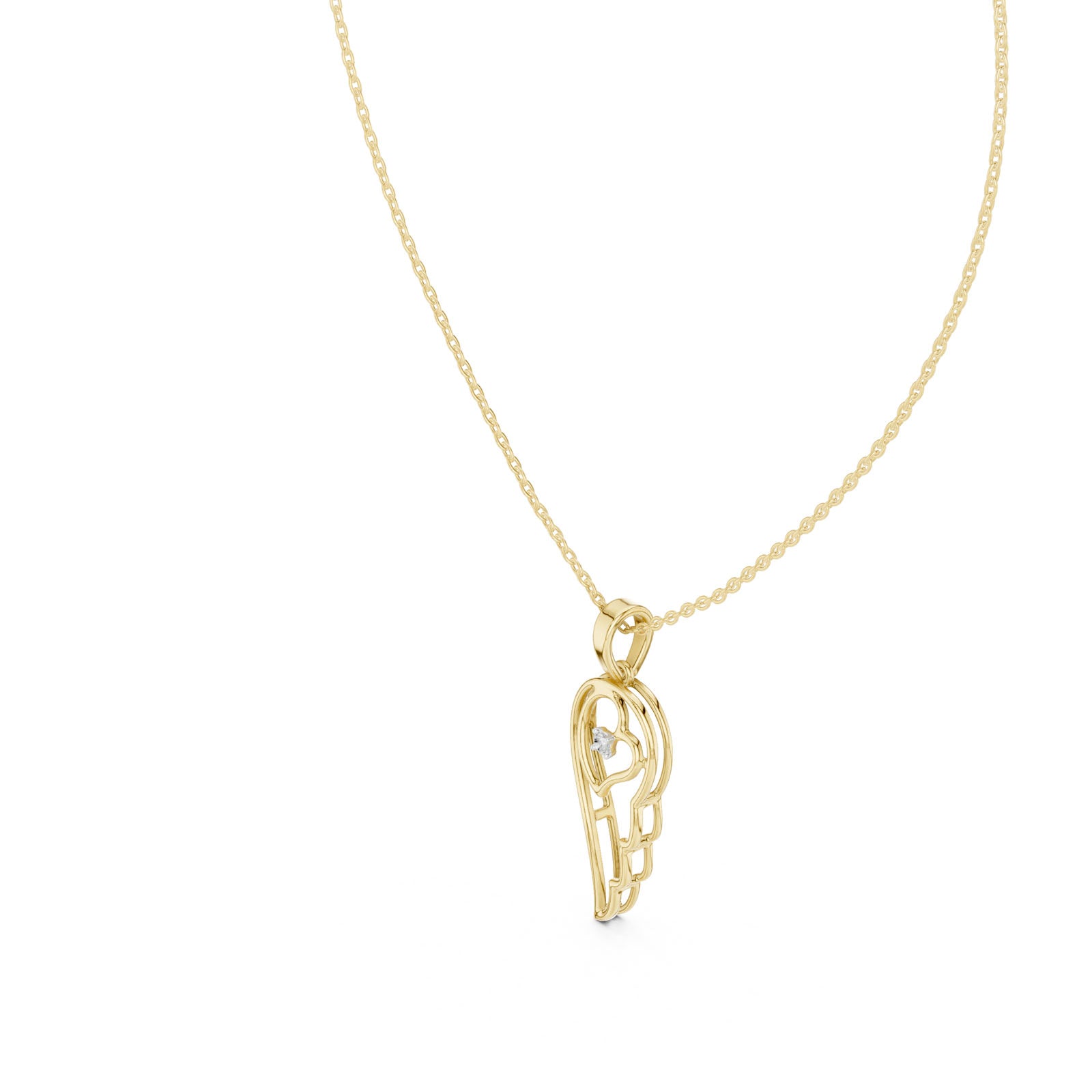 .05 Ct. Angel Wing & Heart Diamond Pendant Necklace (12#10005P) 5