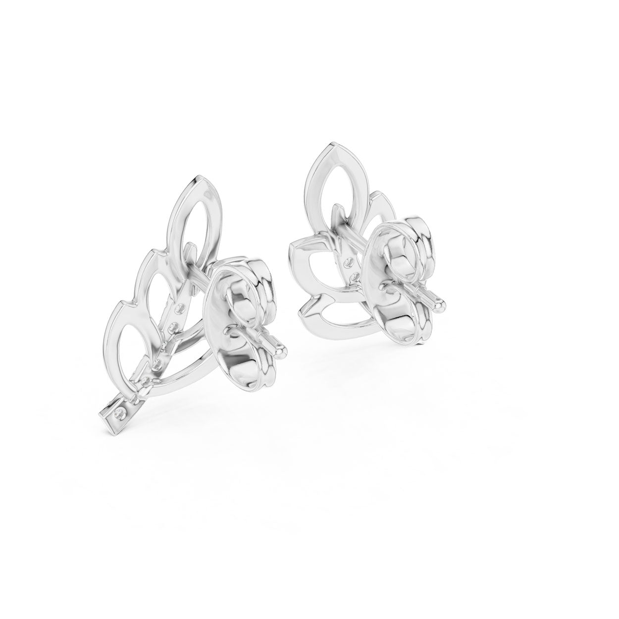.07 Ct. Layered Leaf Motif Diamond Earrings with Curved Pavé Accent (12#10005@E) 11