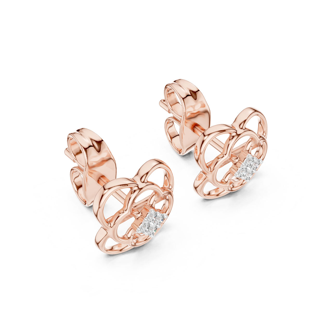 .03 Ct. Open Floral Diamond Earrings with Floral Cluster Center (12#10006@E) 6