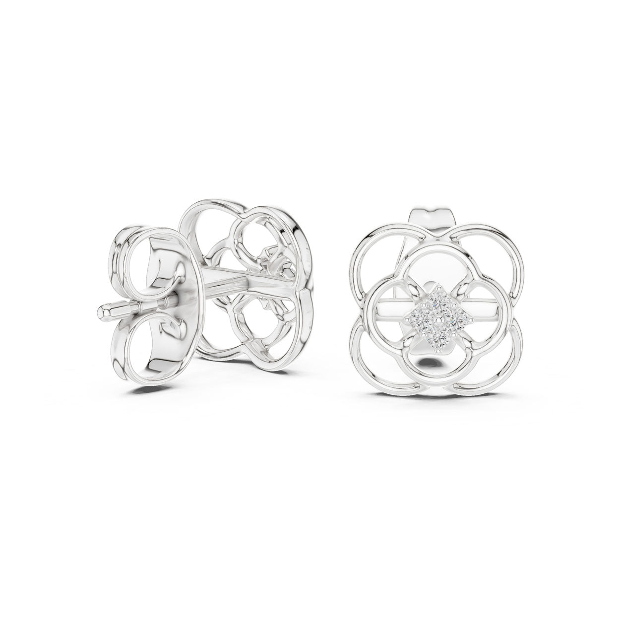 .03 Ct. Open Floral Diamond Earrings with Floral Cluster Center (12#10006@E) 7