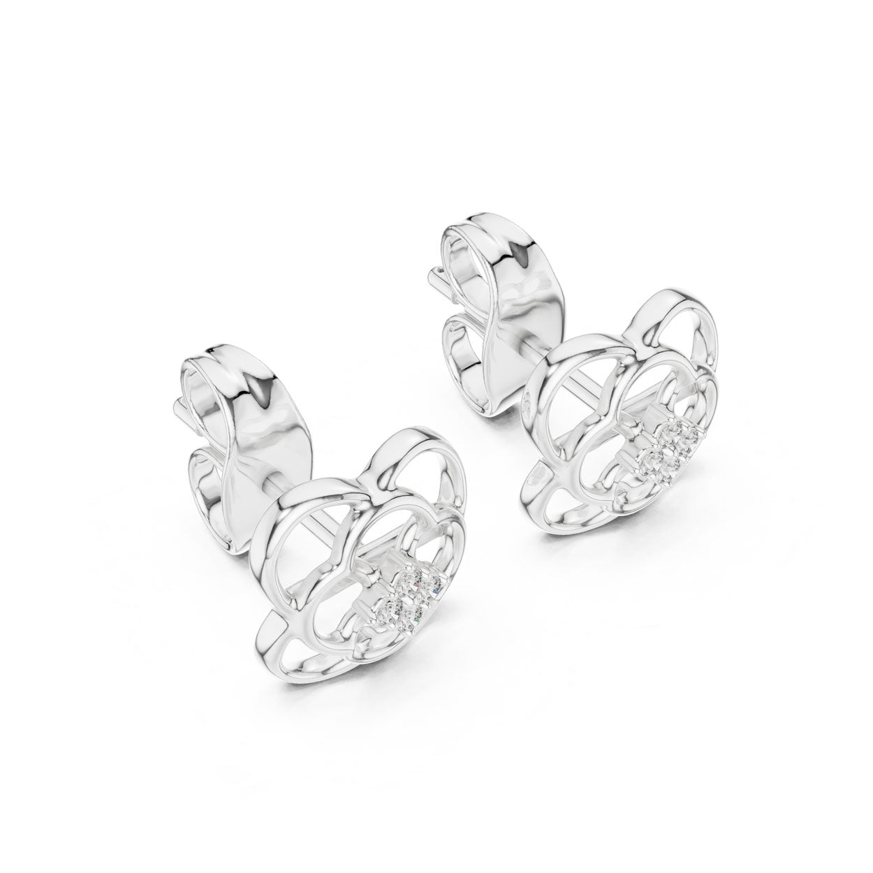 .03 Ct. Open Floral Diamond Earrings with Floral Cluster Center (12#10006@E) 8