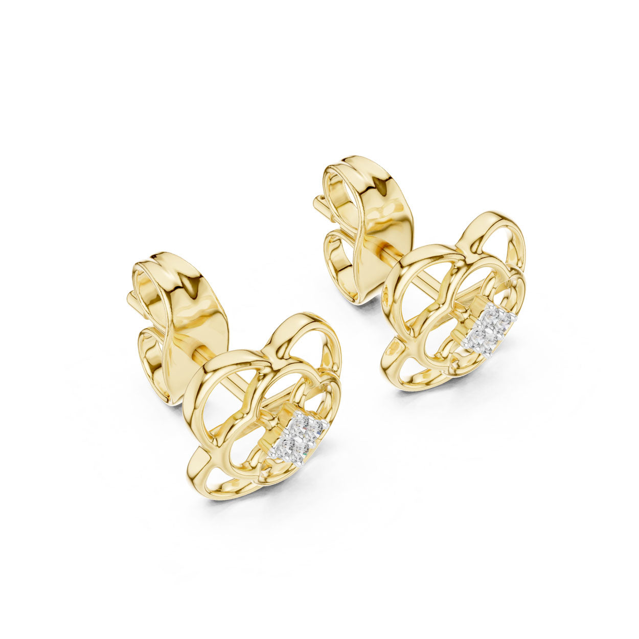 .03 Ct. Open Floral Diamond Earrings with Floral Cluster Center (12#10006@E)