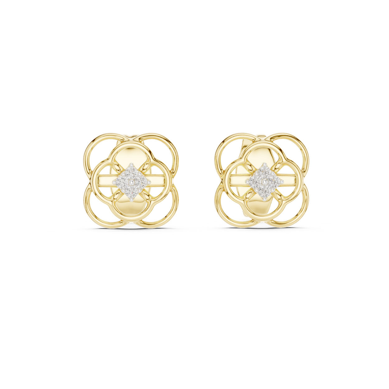 .03 Ct. Open Floral Diamond Earrings with Floral Cluster Center (12#10006@E) 4