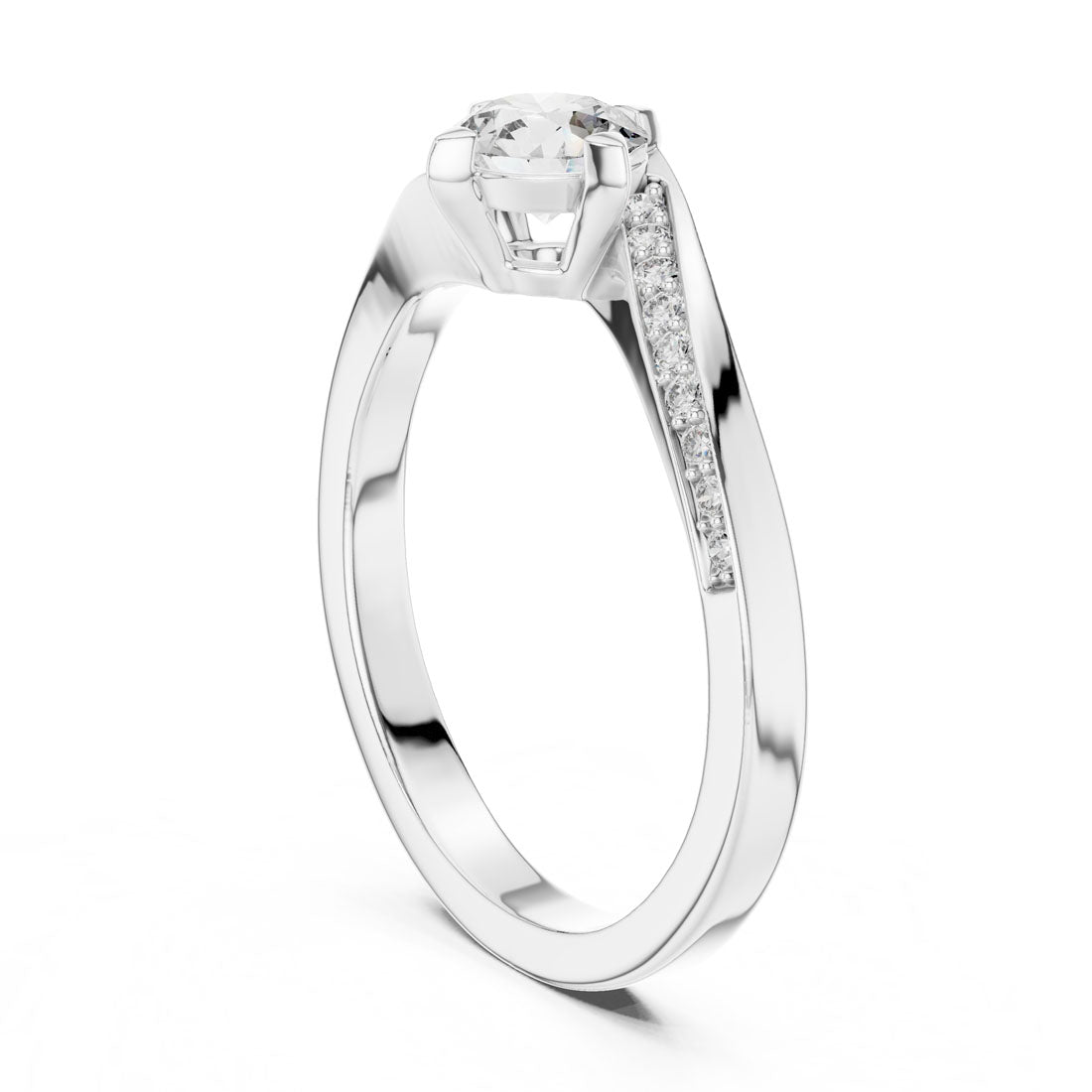 .59 Ct. Diamond Solitaire Ring with Bypass Pavé Shank (12#10006@L) 10