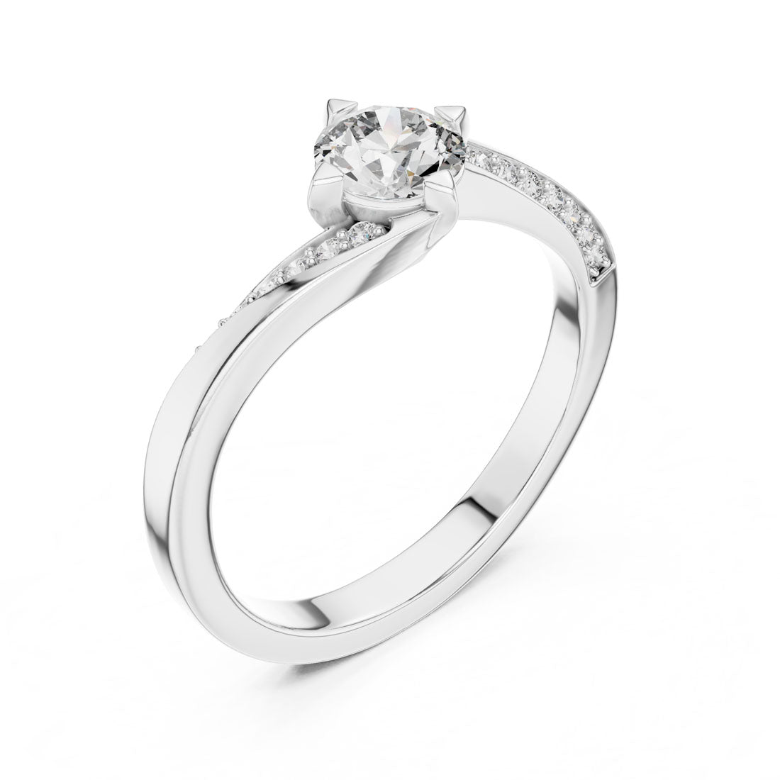.59 Ct. Diamond Solitaire Ring with Bypass Pavé Shank (12#10006@L) 11