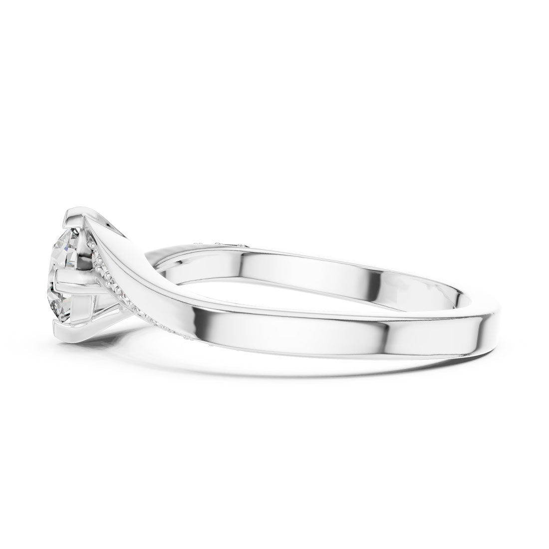 .59 Ct. Diamond Solitaire Ring with Bypass Pavé Shank (12#10006@L) 12