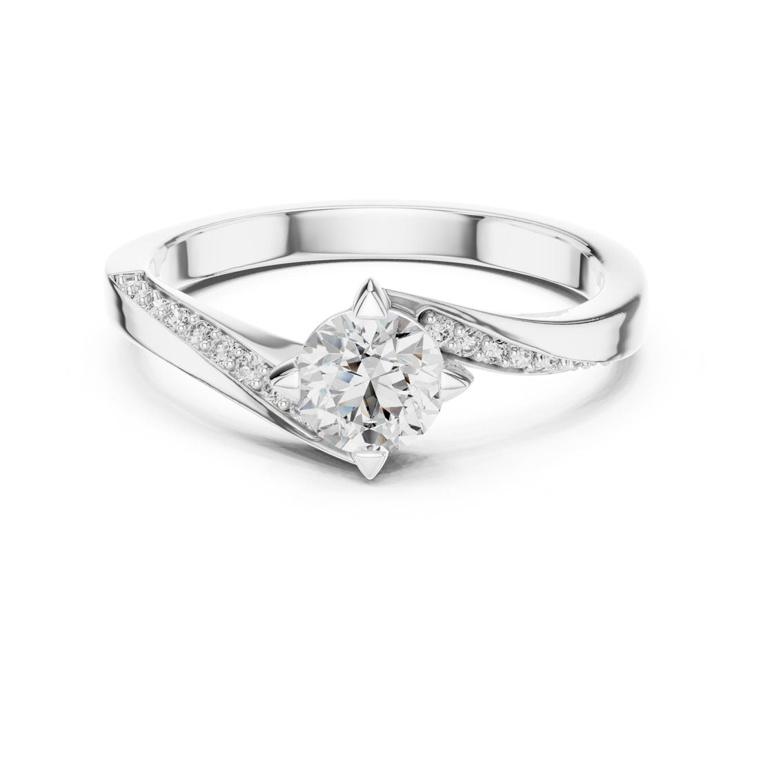 .59 Ct. Diamond Solitaire Ring with Bypass Pavé Shank (12#10006@L)