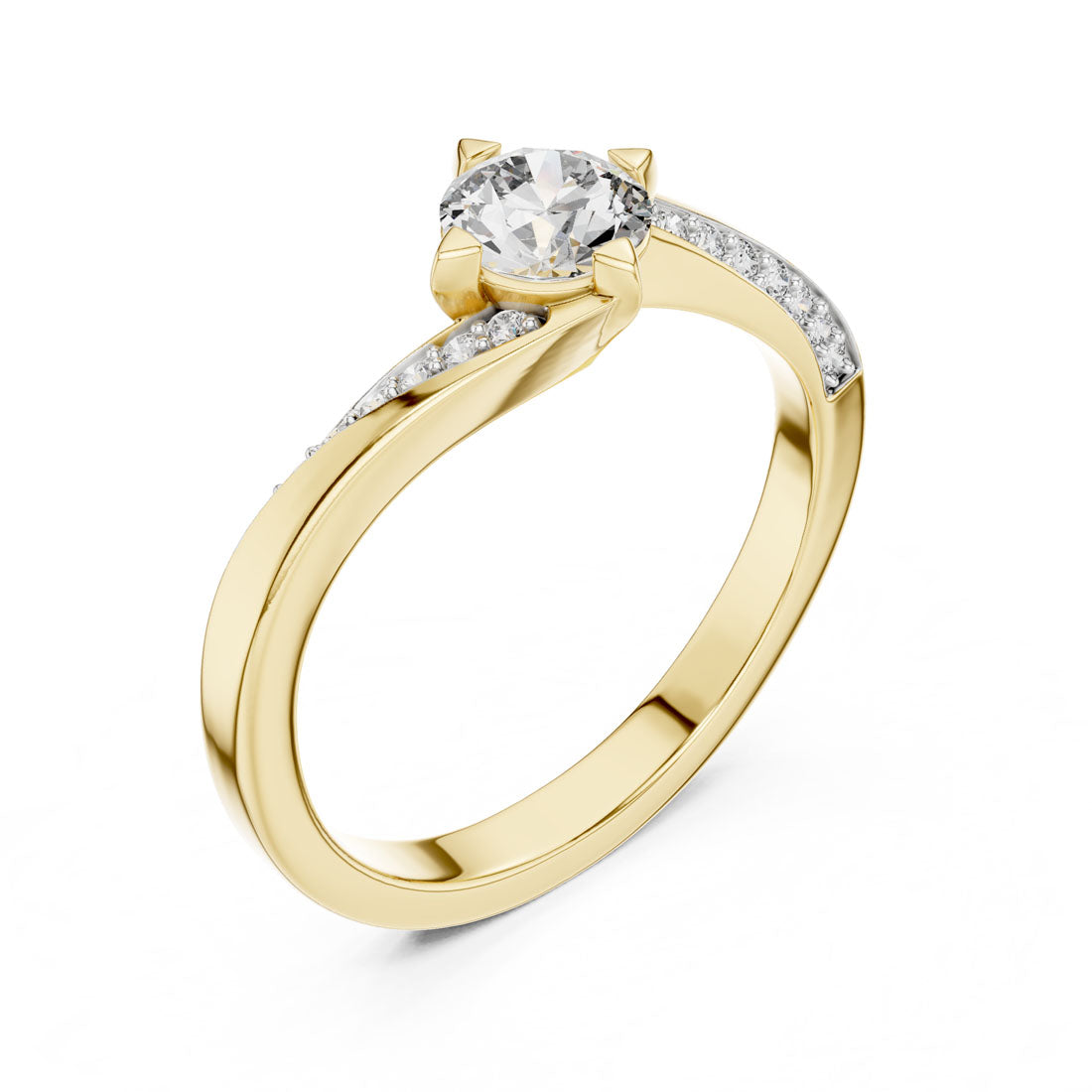 .59 Ct. Diamond Solitaire Ring with Bypass Pavé Shank (12#10006@L)