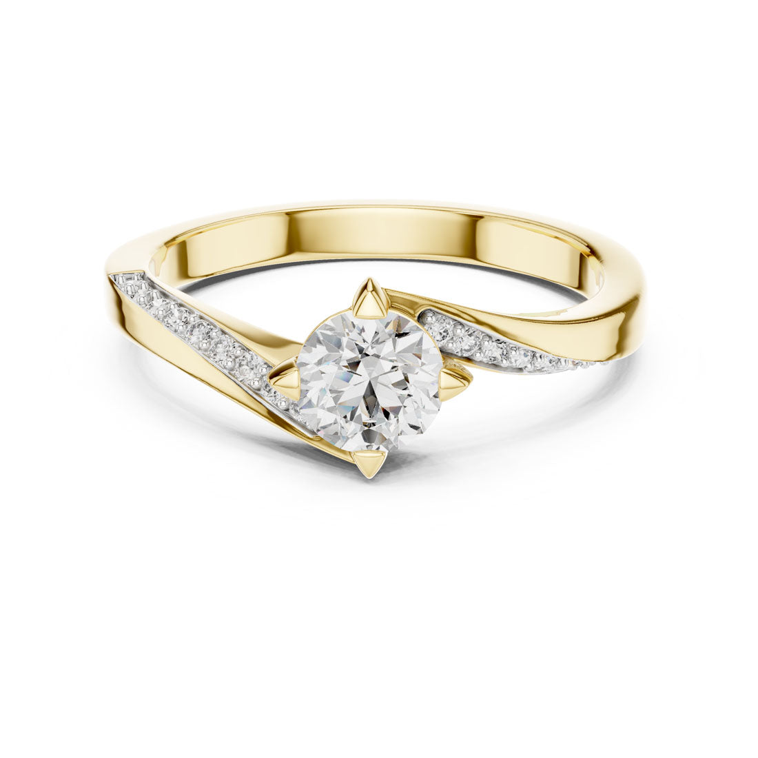 .59 Ct. Diamond Solitaire Ring with Bypass Pavé Shank (12#10006@L) 5
