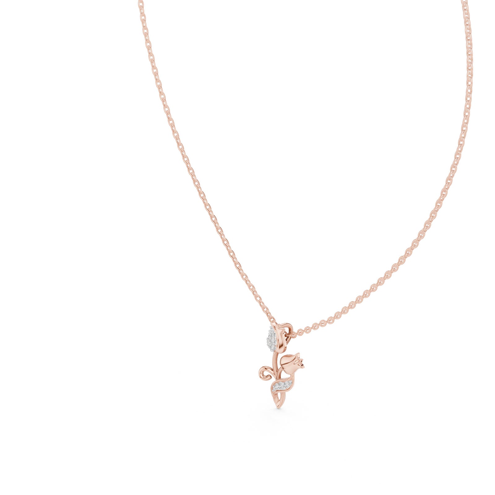 .08 Ct. Diamond Tulip Flower Pendant Necklace (12#10008P) 7