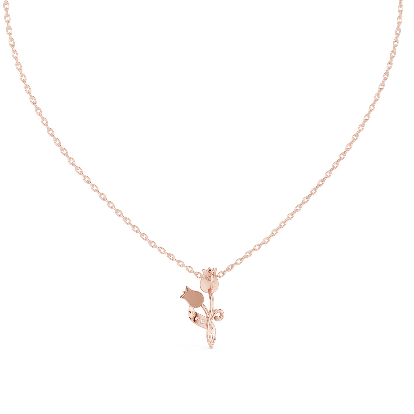 .08 Ct. Diamond Tulip Flower Pendant Necklace (12#10008P) 10