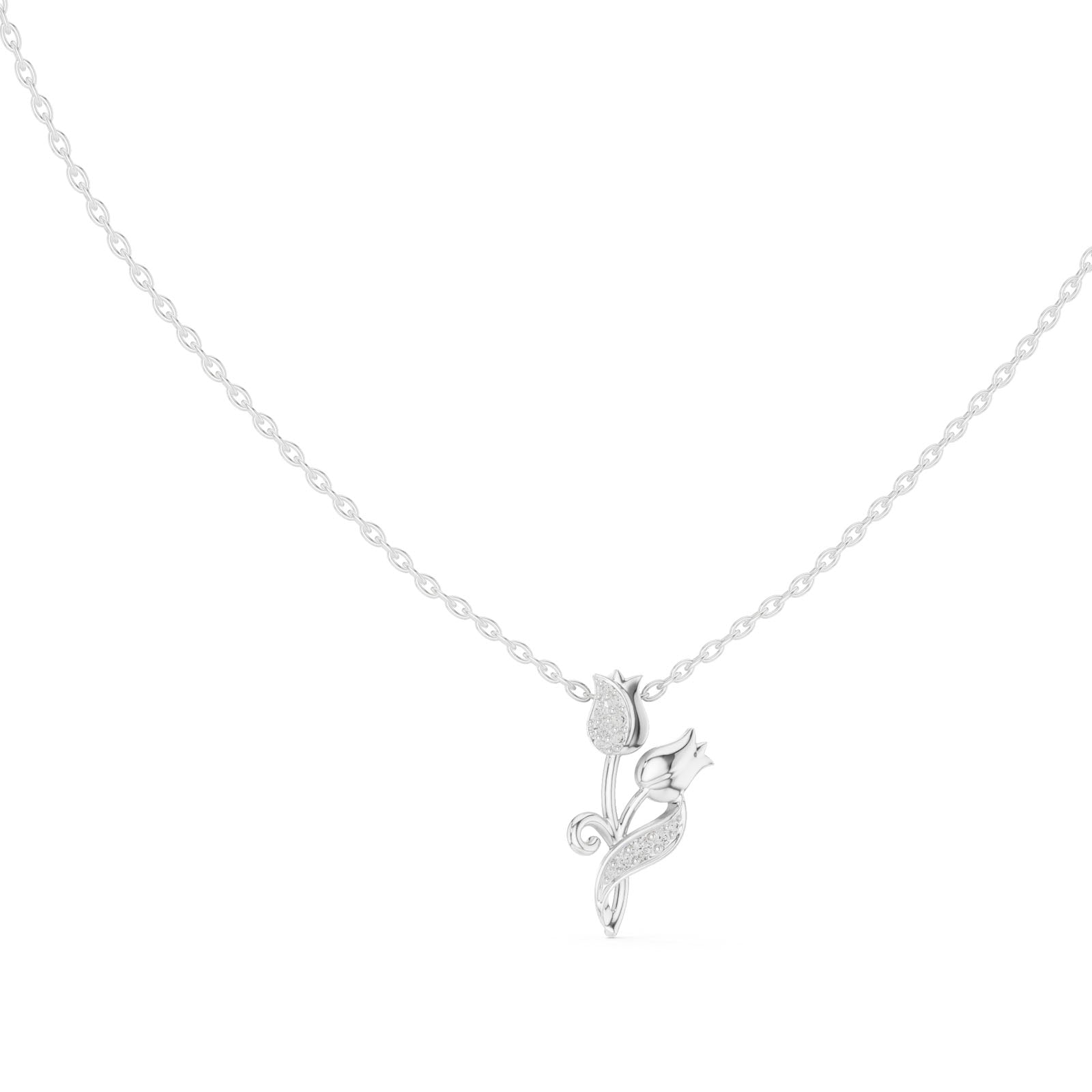 .08 Ct. Diamond Tulip Flower Pendant Necklace (12#10008P) 11