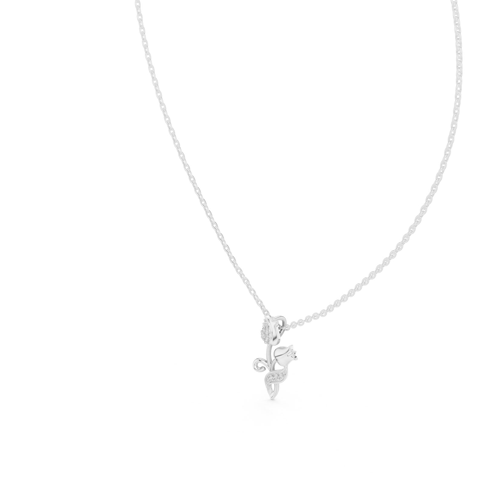 .08 Ct. Diamond Tulip Flower Pendant Necklace (12#10008P) 12