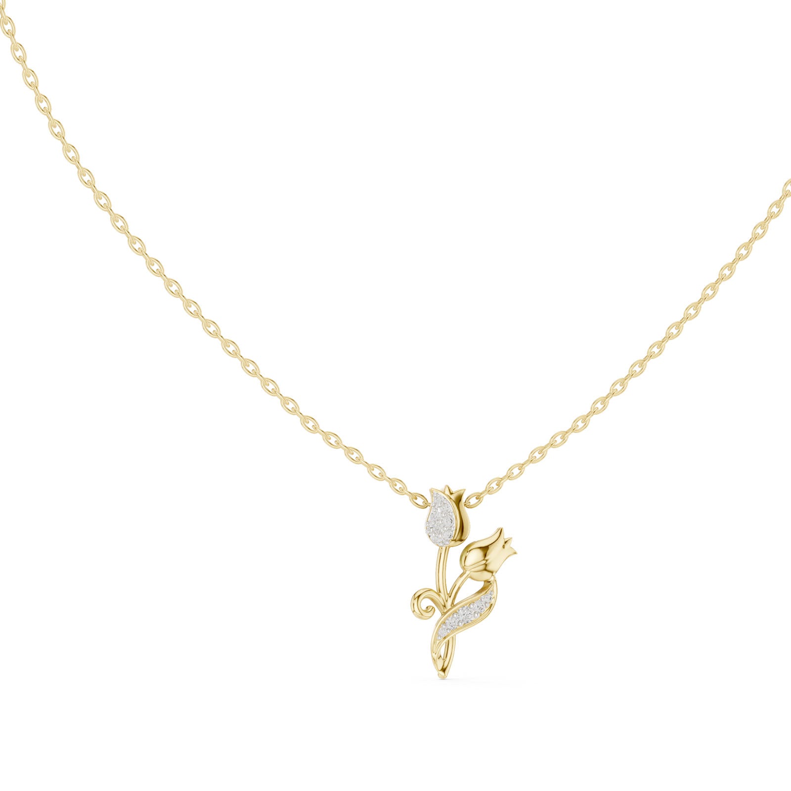 .08 Ct. Diamond Tulip Flower Pendant Necklace (12#10008P)