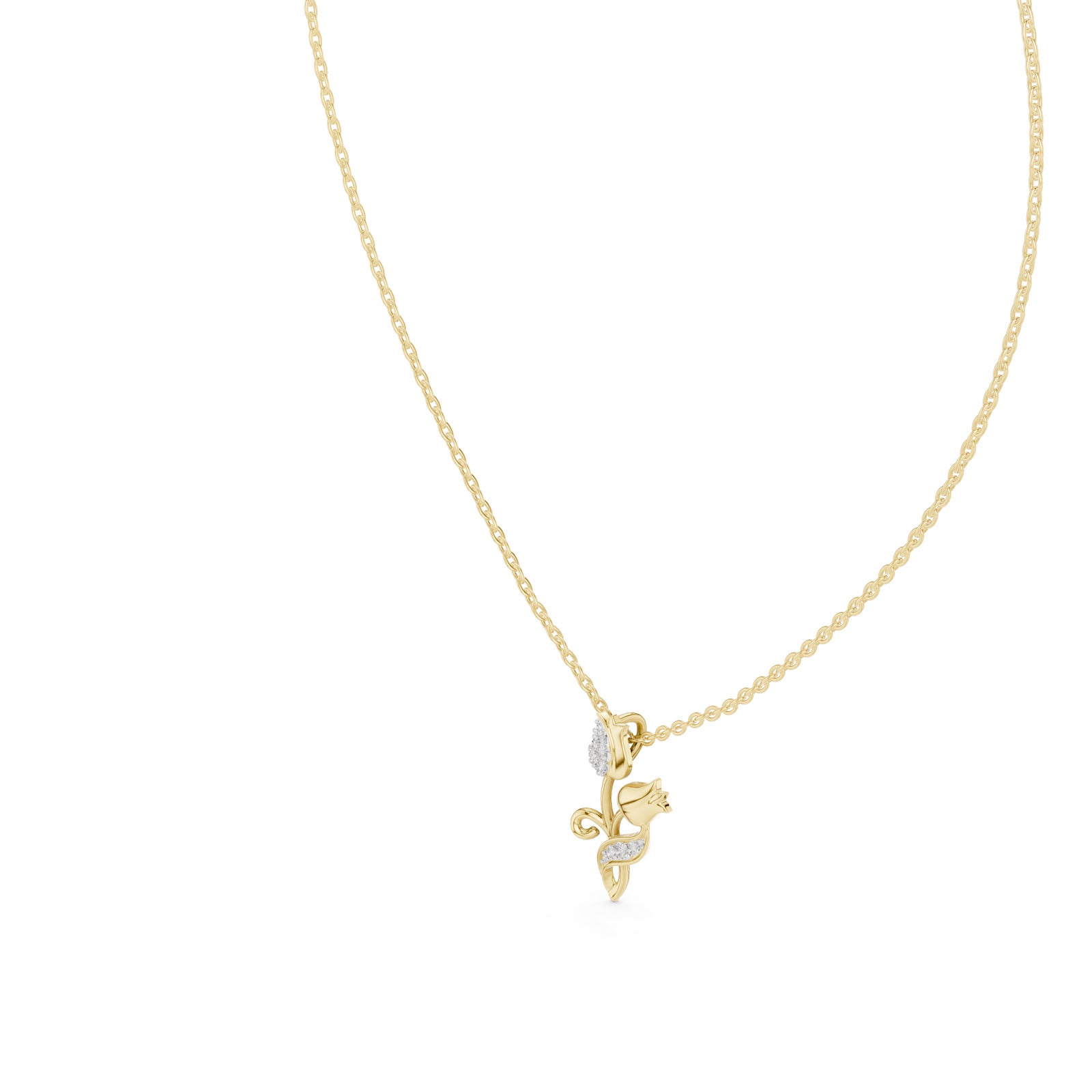 .08 Ct. Diamond Tulip Flower Pendant Necklace (12#10008P)