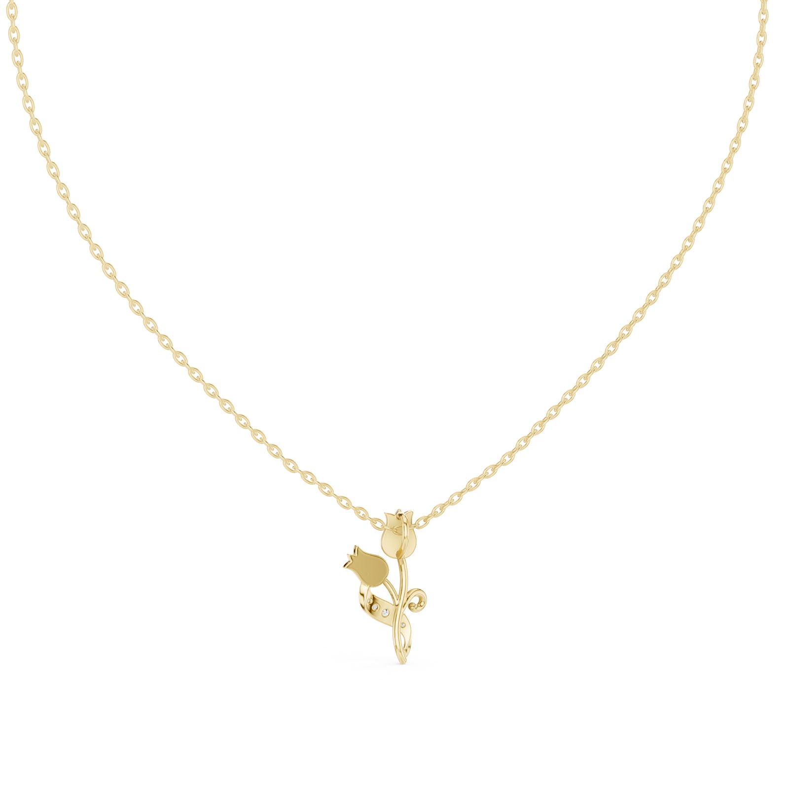 .08 Ct. Diamond Tulip Flower Pendant Necklace (12#10008P) 6