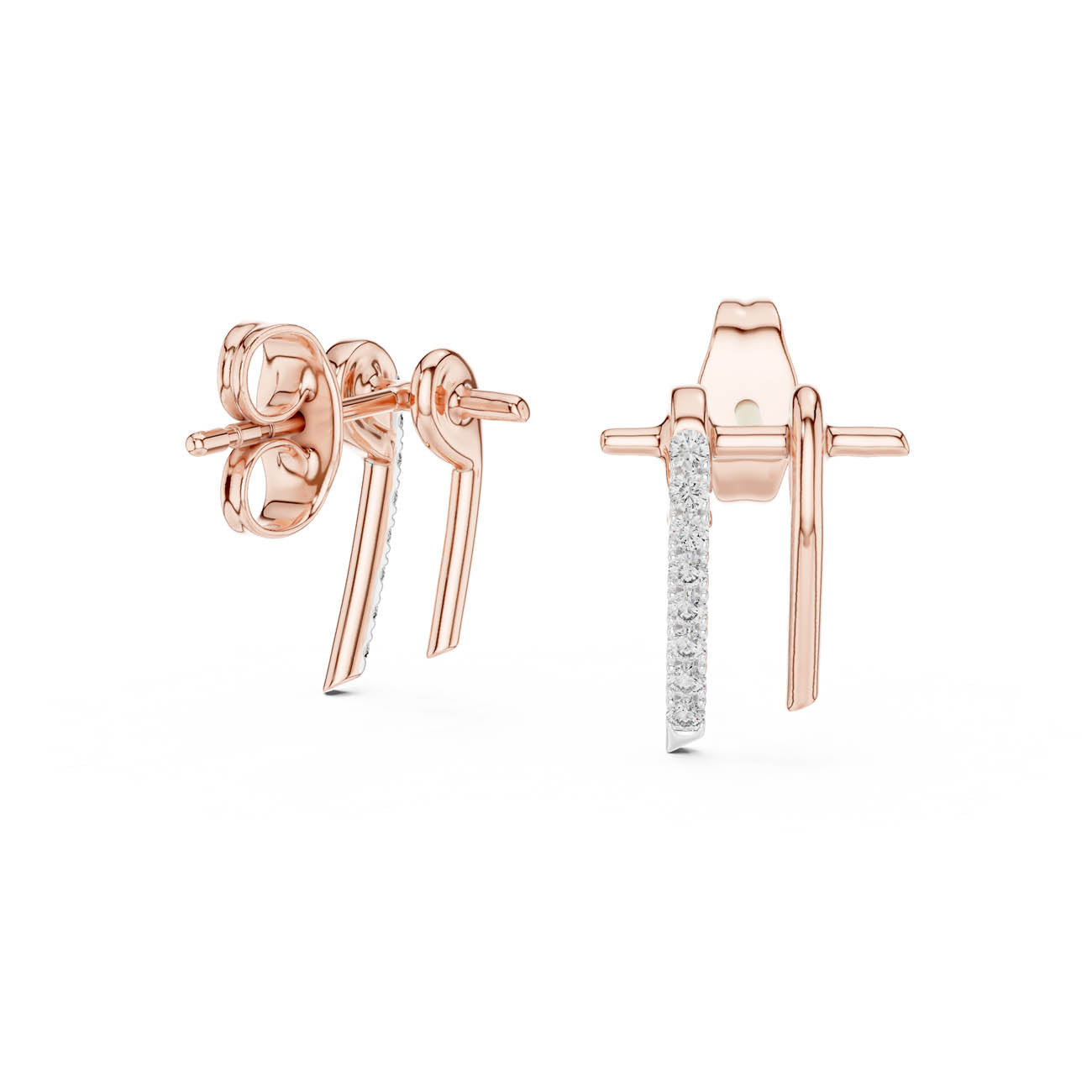 .13 Ct. Asymmetric Linear Earrings with Pavé Diamond Bar Accent (12#10009@E) 6