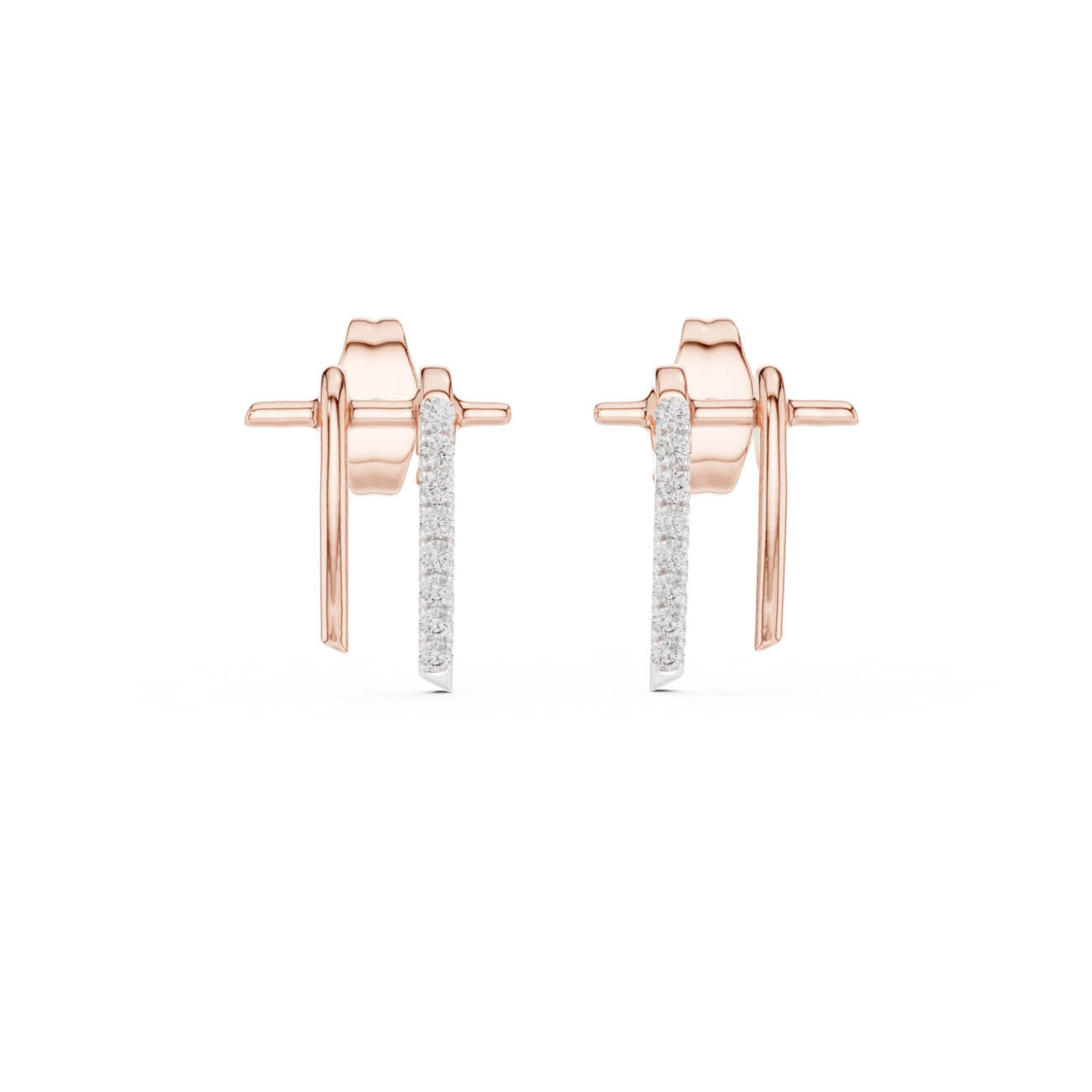 .13 Ct. Asymmetric Linear Earrings with Pavé Diamond Bar Accent (12#10009@E) 8
