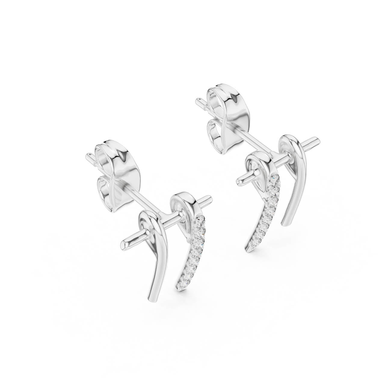 .13 Ct. Asymmetric Linear Earrings with Pavé Diamond Bar Accent (12#10009@E) 10
