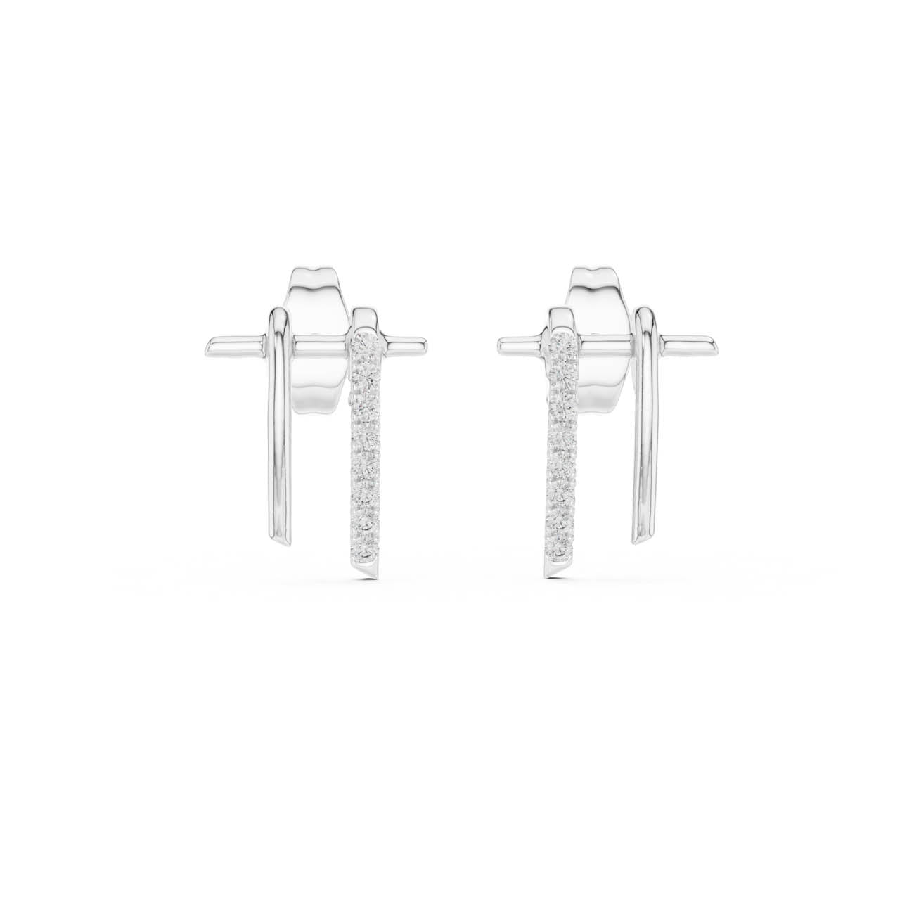 .13 Ct. Asymmetric Linear Earrings with Pavé Diamond Bar Accent (12#10009@E) 12