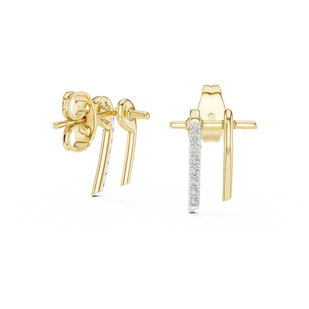 .13 Ct. Asymmetric Linear Earrings with Pavé Diamond Bar Accent (12#10009@E) 4