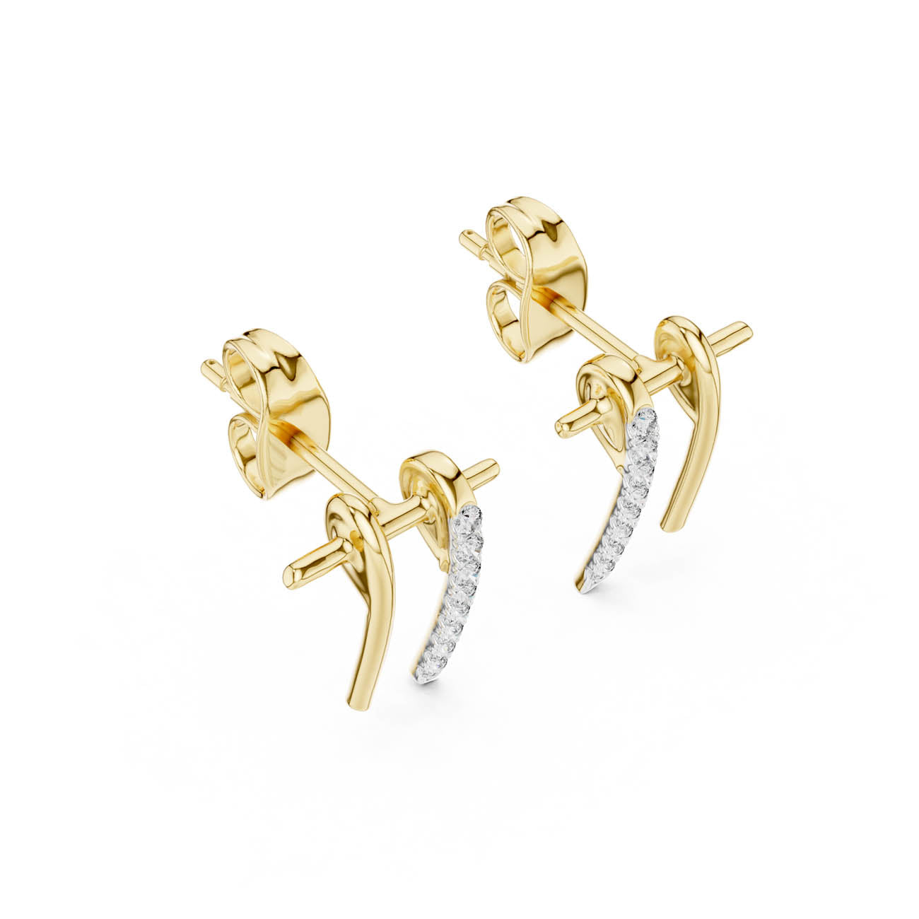 .13 Ct. Asymmetric Linear Earrings with Pavé Diamond Bar Accent (12#10009@E)