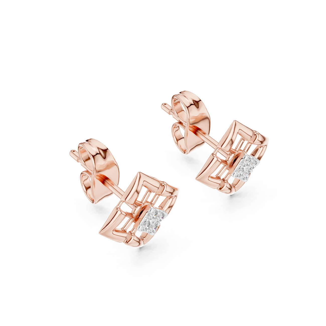 .05 Ct. Geometric Diamond Frame Earrings with Round Cluster Center (12#10010@E) 8