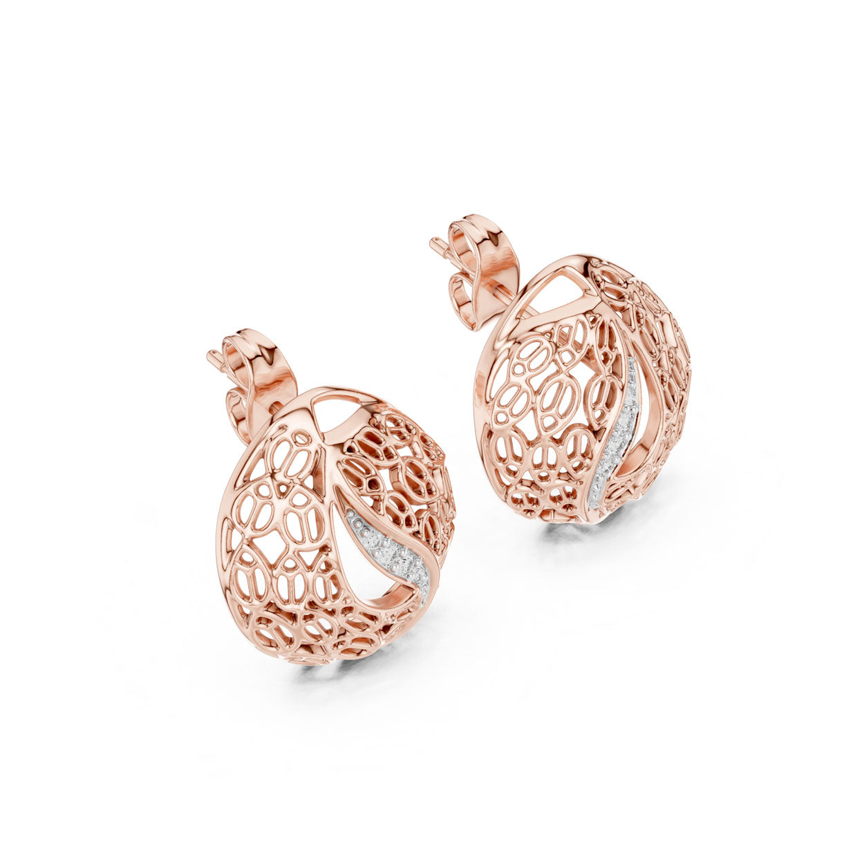.06 Ct. Organic Openwork Teardrop Diamond Earrings with Curved Accent (12#10011@E) 6