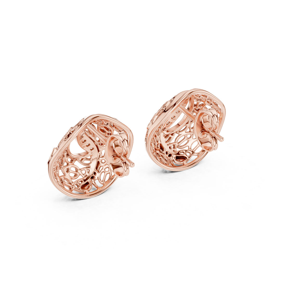 .06 Ct. Organic Openwork Teardrop Diamond Earrings with Curved Accent (12#10011@E) 11