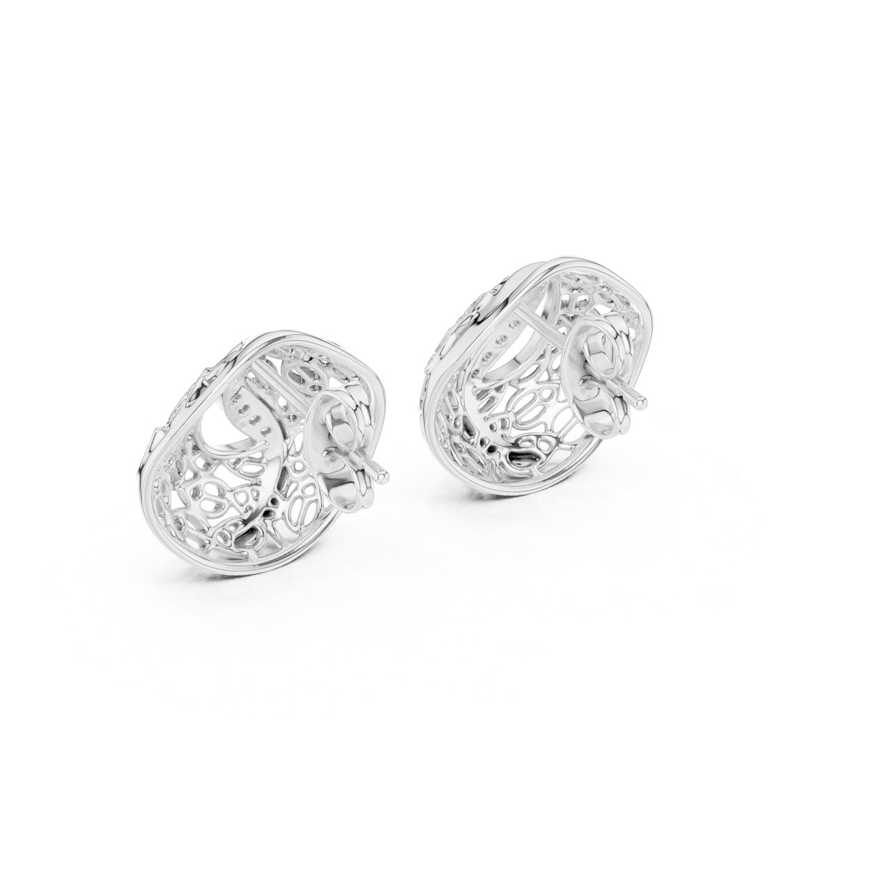 .06 Ct. Organic Openwork Teardrop Diamond Earrings with Curved Accent (12#10011@E) 10