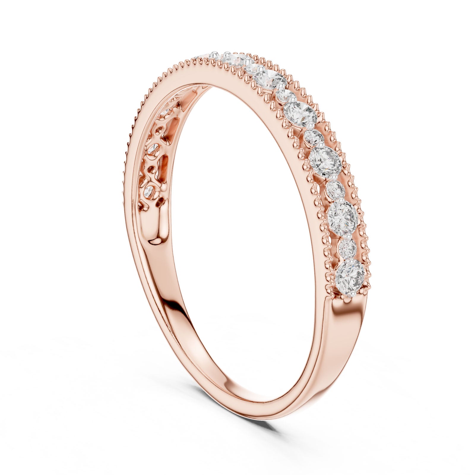 .25 Ct. Milgrain Diamond Half Eternity Ring (12#10011@L) 12