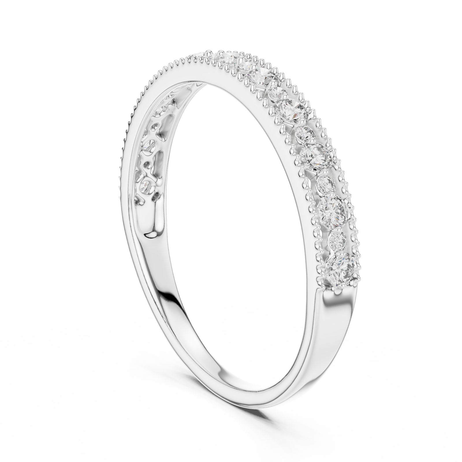 .25 Ct. Milgrain Diamond Half Eternity Ring (12#10011@L) 11