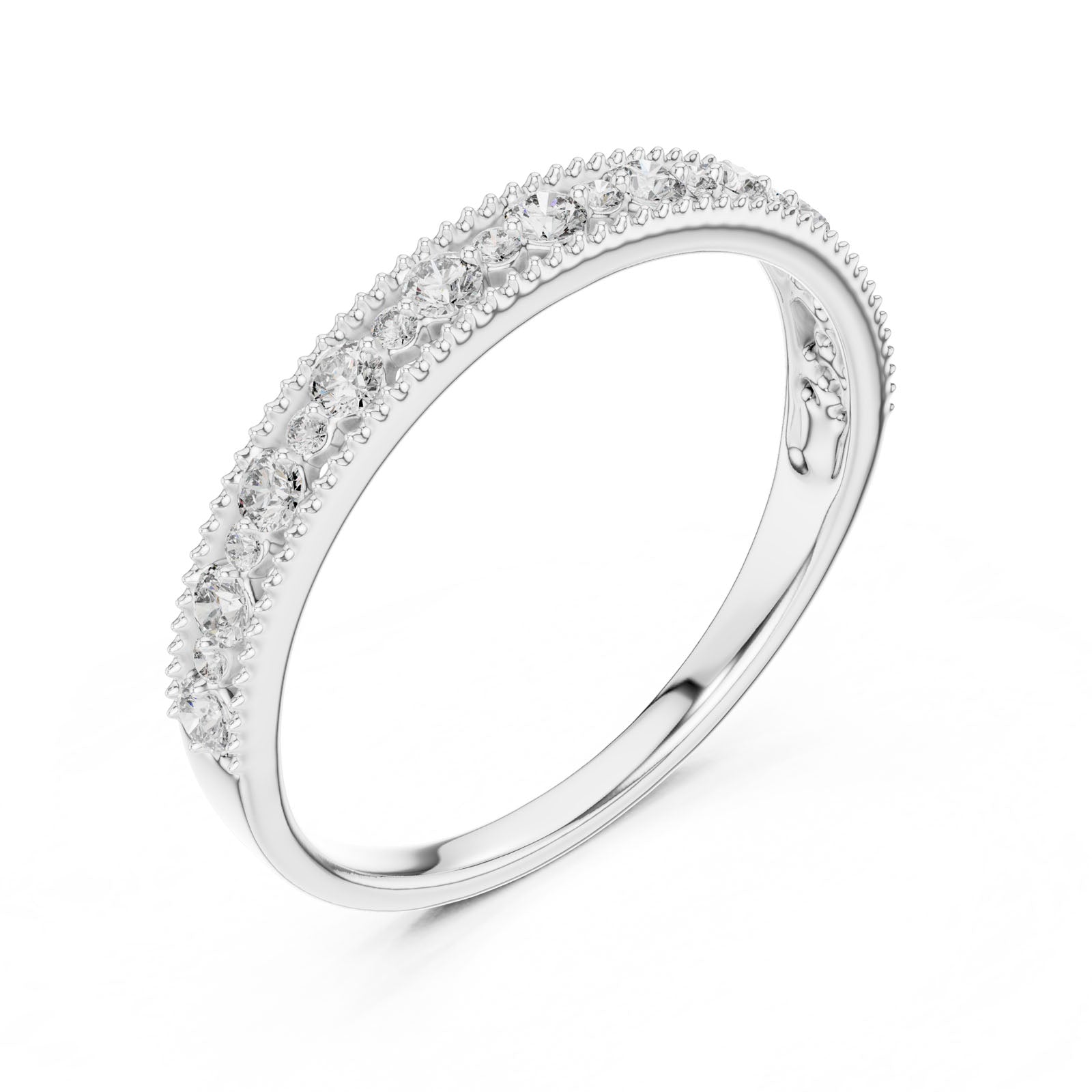 .25 Ct. Milgrain Diamond Half Eternity Ring (12#10011@L)