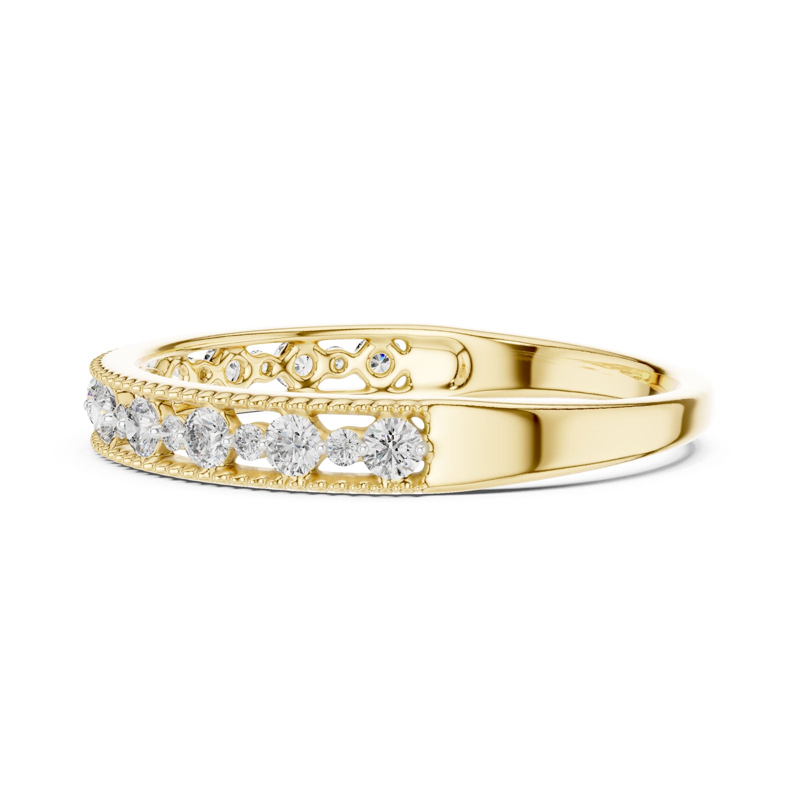 .25 Ct. Milgrain Diamond Half Eternity Ring (12#10011@L) 10