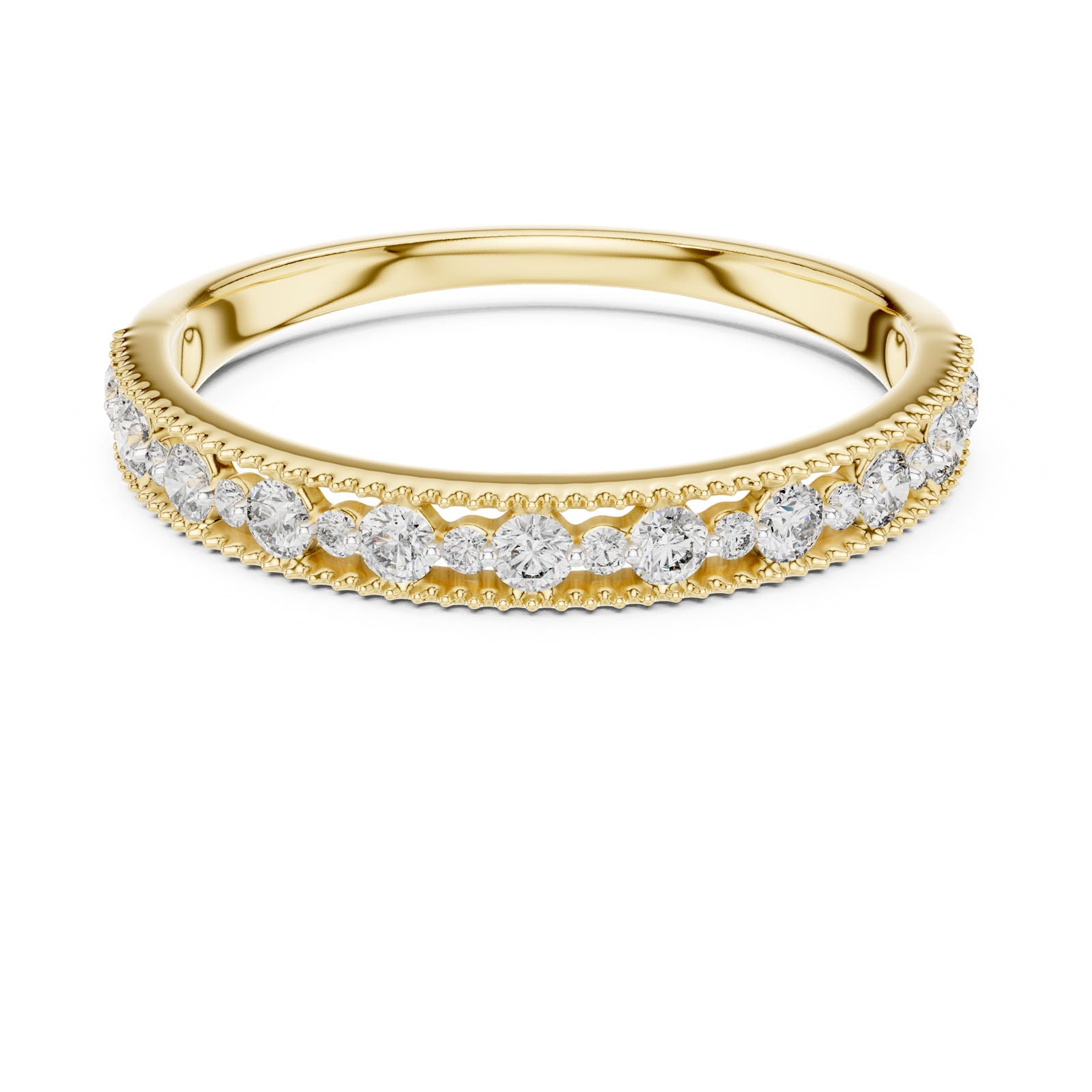 .25 Ct. Milgrain Diamond Half Eternity Ring (12#10011@L)