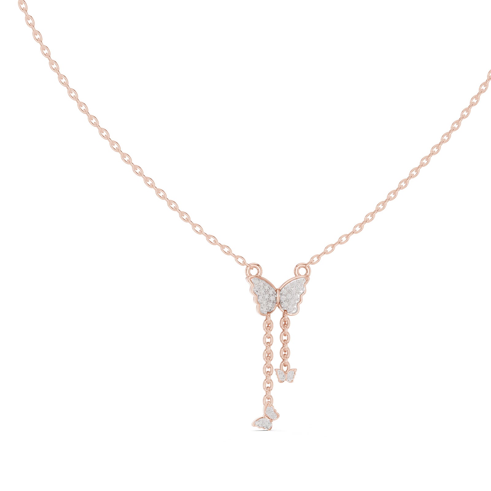 .12 Ct. Diamond Butterfly Drop Pendant Necklace (12#10013P)