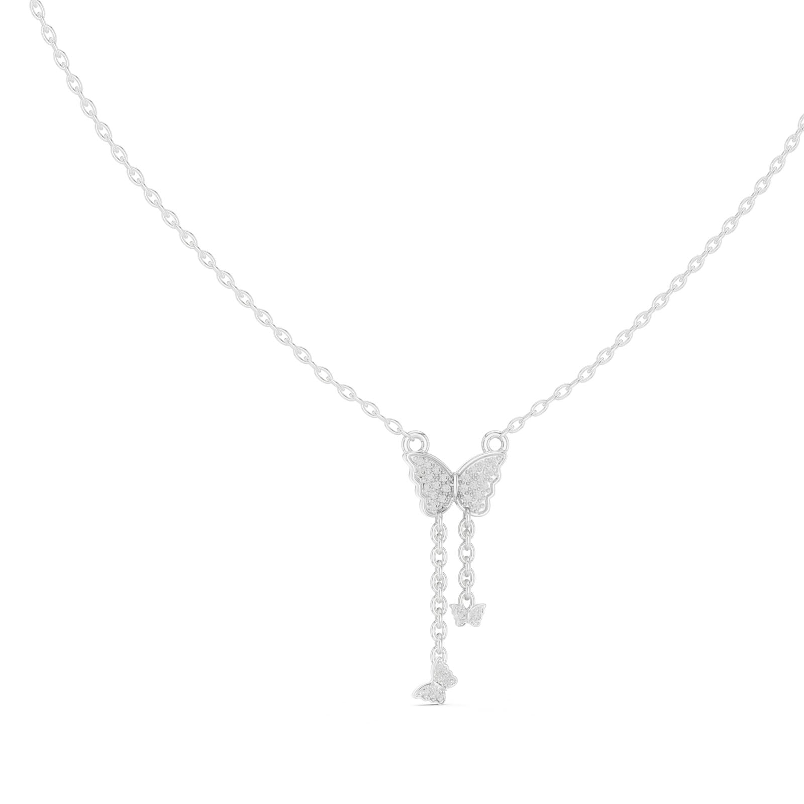 .12 Ct. Diamond Butterfly Drop Pendant Necklace (12#10013P) 10
