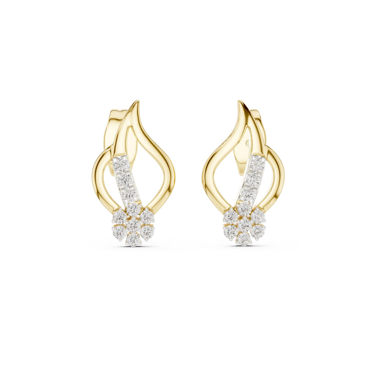 .20 Ct. Open Teardrop Diamond Earrings with Cluster Drop and Pavé Accent (12#10014@E)